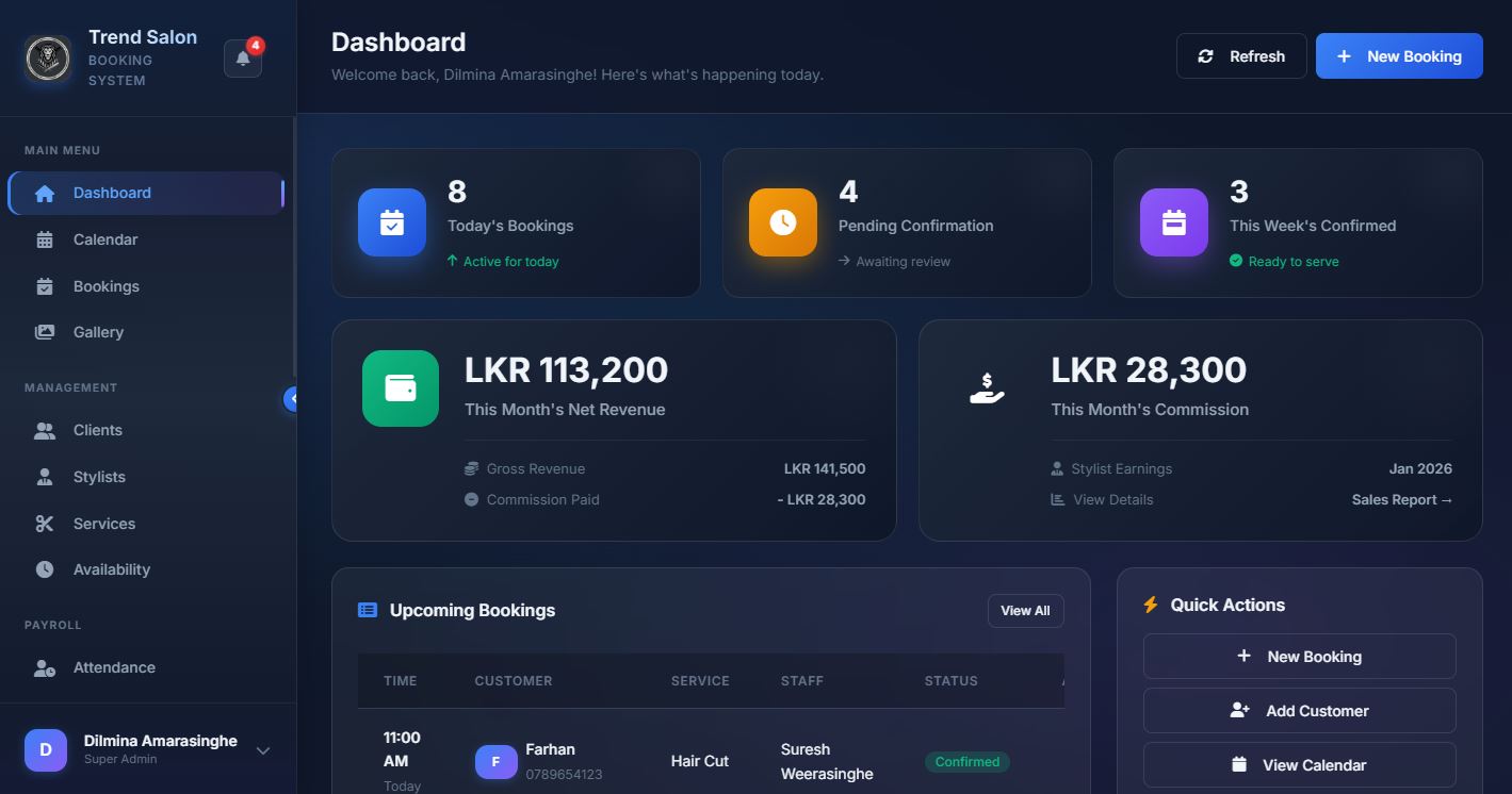 OrderNow Bookings Dashboard